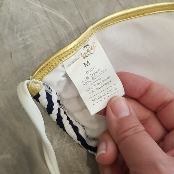 💕DIANE'S BEACHWEAR💕 Blue Striped Sailor Triangle Top String Bikini M/L NWOT - Picture 16 of 16